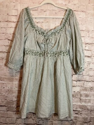 Vestido Babydoll American Eagle Mujer Grande Salvia Rayas Coqueta Romántico Casa de Campo Foto 1 de 4