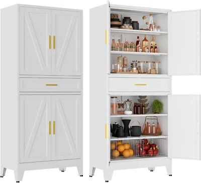 71“H Farmhouse Metal Kitchen Pantry Cabinet File Cabinet with Drawer For Office - Image 1 of 3