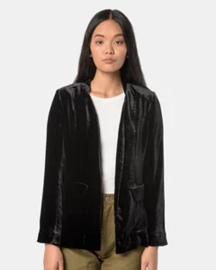 Blazer Ulla Johnson Mujer Bobby Negro Terciopelo Frontal Abierto Manga Larga Negro Talla 4 - Imagen 1 de 9