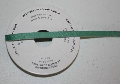 Stampin Up Retired JUST JADE 2020-2022 In Color RIBBON 10 yards 1/4" NEW RARE - Image 1 of 2