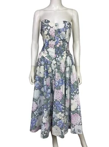 Moda Int'l Vtg 90s Womens M Multicolor Floral Cottagecore Garden Swing Dress EUC - Picture 1 of 5
