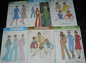 Lot of 6 Vintage 1970s Simplicity Patterns Dresses Pants Shirts Size 14-16 Uncut - Picture 1 of 4