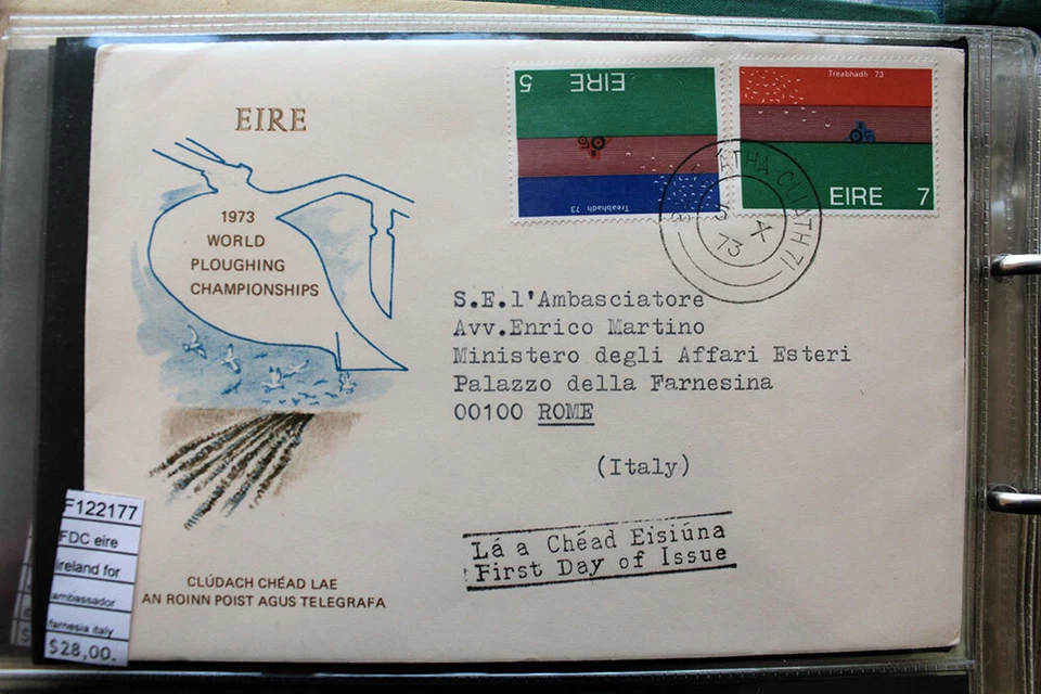 FDC EIRE IRELAND FOR AMBASSADOR FARNESINA ITALY (F122177) - Image 1 of 1