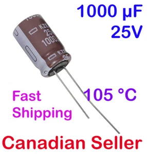 1/5/10 pcs 1000uF 25V 12.5x20mm Nippon Chemi-Con KZE Low Impedance Aluminum - Picture 1 of 1