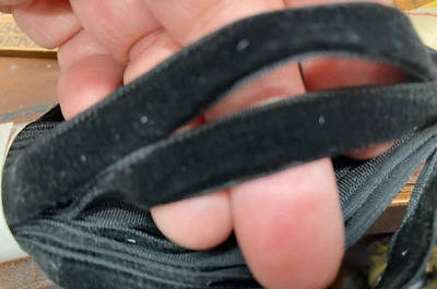 Cinta de rayón terciopelo vintage ribete 3/8" negro 9mm 1yd hecho en Polonia Foto 1 de 4