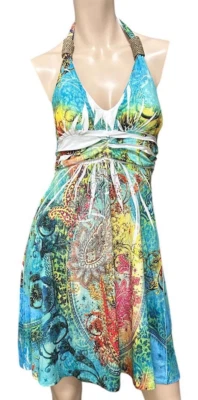 Vestido Halter Cristina Love Talla M Mcbling Indie Sleeze Estrás Y2K Foto 1 de 4