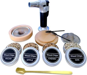 Cocktail Smoker Kit with Torch & 4 Unique Flavor Wood Smoke Chips, (No Butane) - Picture 1 of 8