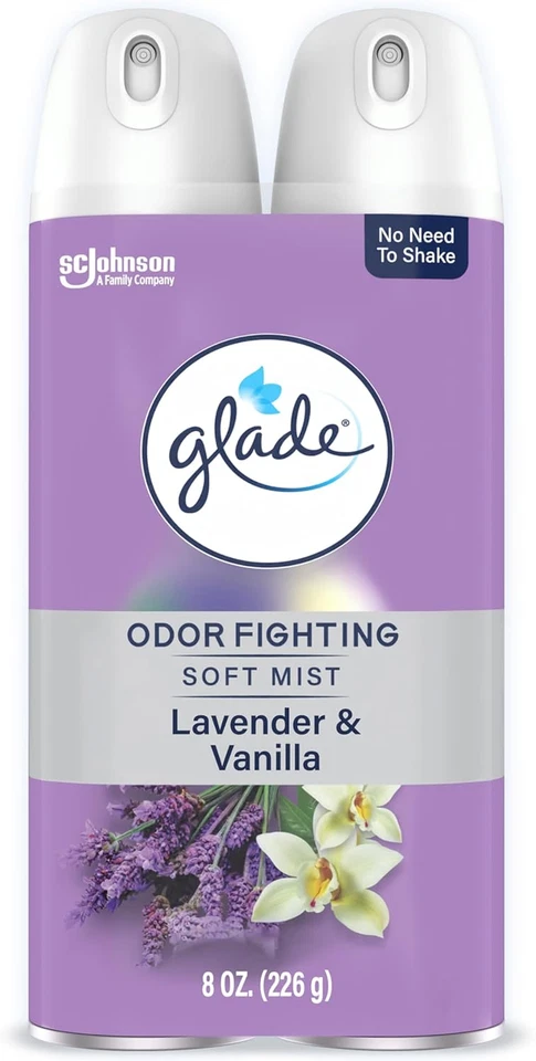 SC JOHNSON Glade Air Freshener Room Spray, Lavender & Vanilla Scent, Odor Fighting to Deliv
