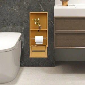 Soporte de papel higiénico de acero inoxidable con estante, nicho de baño con soporte de papel - Imagen 1 de 12