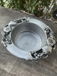 VTG Carson Statesmetal pewter candle holder candy dish fruit/floral design USA - Picture 1 of 7