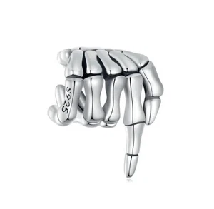 Charm Perle Skelett Totenkopf Hand 925 Silber - Anhänger für Armband - Bild 1 von 2