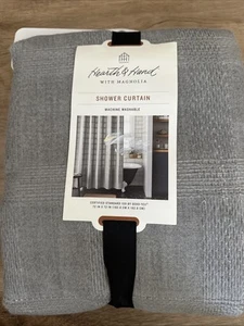 New Hearth & Hand with Magnolia Gray Square Textured Shower Curtain 72x72" - Picture 1 of 4