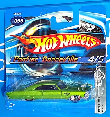 Pontiac Bonneville 2005 Red Lines Series verde con tarjeta corta Malasia Hot Wheels Foto 1 de 3