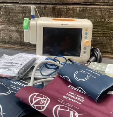 Monitor de paciente Philips SureSigns VS3 con NIBP, puños BP, sonda de temperatura, Spo2 y más Foto 1 de 4