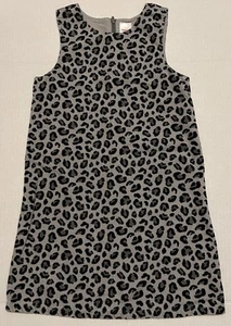 Gymboree Girls Size 6 Sleeveless Dress Jumper Gray Black Leopard Print Back Zip - Picture 1 of 4