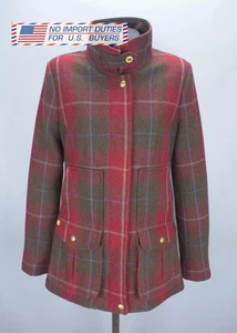Joules Field Coat Size UK 10 US 6 Red Bright Tartan Tweed Wool Country Jacket - Picture 1 of 24