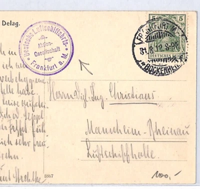 ZEPPELIN *Viktoria Luise* (LZ.11) Postcard Hangar FRANKFURT CACHET Germany PZ114 - Image 1 of 4