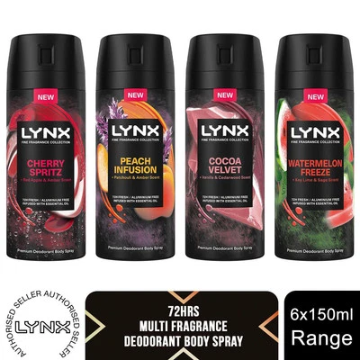 Lynx Body Spray 72 Stunden Frische Aluminiumfrei Deodorant 150 ml, 6er Pack