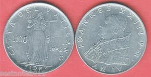 V32, VATICANO GIOVANNI XXIII 100 LIRE 1962 , KM# 64.2 SPL/QFDC; XF/AUNC - Imagen 1 de 1
