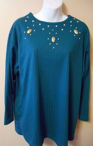 Suéter Top Vintage Links Para Mujer Tejido M Embellecido Mezcla Polietileno Algodón Azulado EE. UU. - Imagen 1 de 4