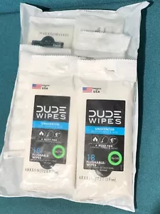 6 Dude Wipes Unscented Flushable Wipes (18 Counts Each Bag) 6.8" x 5.5" - Picture 1 of 8