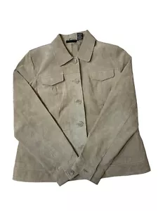 Large (r)elativity Suede Jacket Light Beige Color With 2 Chest Pockets - Picture 1 of 6