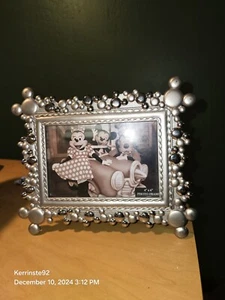 Disney Parks Mickey Mouse Heads Icon Silver Tone Metal Picture Frame 4x6 - Picture 1 of 6