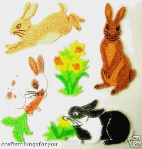 RARE Sandylion FUZZY RABBITS BUNNY Scrapbooking Stickers D06 ** OUT OF PRINT ** - Picture 1 of 1
