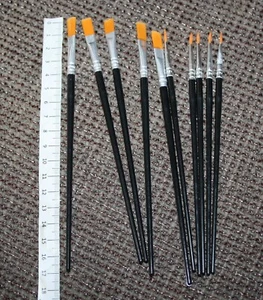 5x flach 5x runde Schwarze Nylon-Haar-Malpinsel - Bild 1 von 2