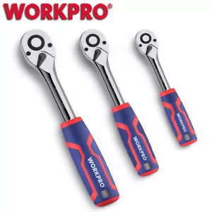 WORKPRO 3PC Ratchet Set 1/4" 3/8"1/2" Quick-Release Reversible Socket Wrench Set - Picture 1 of 12