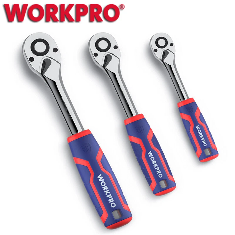 WORKPRO 3PC Ratchet Set 1/4" 3/8"1/2" Quick-Release Reversible Socket Wrench Set - Image 1 of 4