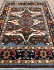 New Modern Brown & Blue Fine Oushak Rug Handmade in India, Thick Soft Pile, 8x10