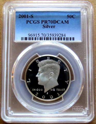 2001 S Kennedy SILVER Half Dollar SILVER Proof PCGS PR70DCAM 50c Cover