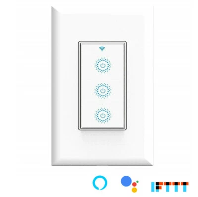 Smart Wi-Fi Switch Light & Fan 3 in1 Triple Light Switch works with Alexa Google - Image 1 of 4