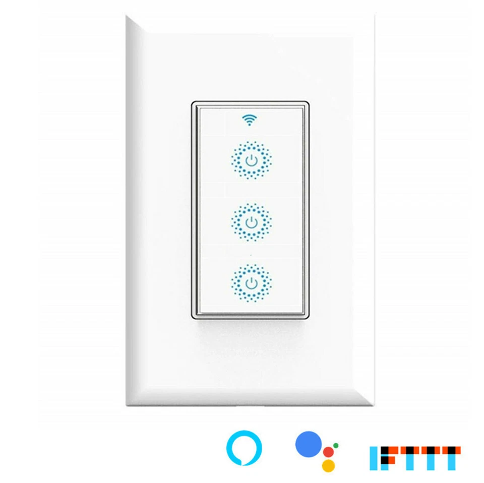 Smart Wi-Fi Switch Light & Fan 3 in1 Triple Light Switch works with Alexa Google - Image 1 of 4