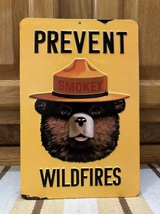 Smokey The Bear Sign Prevent Wildfires Ranger Game Warden Vintage Style Decor - Picture 1 of 4