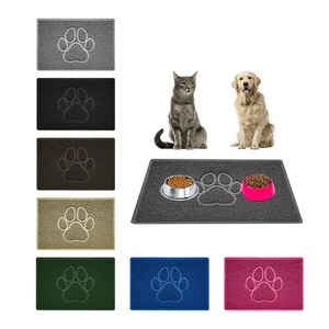 Paw Shape Pet Puppy Feeding Food Mat Dog Cat Non Slip Bowl Placemat UK 60x40cm - Picture 1 of 10