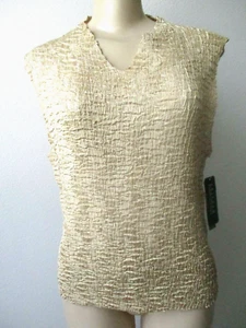 UNIFORM JOHN PAUL RICHARD GOLD CRINKLE STRETCHY SLEEVELESS TOP SIZE L - NWT - Picture 1 of 4