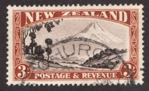 1935 New Zealand Sc# 198 - Three Shillings, Mt. Egmont. Used Cv$42.50 - Picture 1 of 1