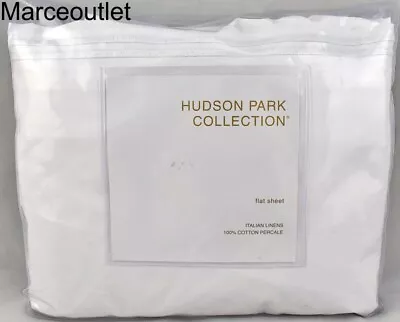 Hudson Park Italian Linens Percale TWIN Flat Sheet White / White - Image 1 of 4