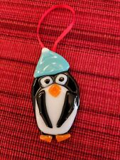 Christmas ornament, fused glass Penguin, handcrafted
