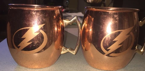 LOT OF 2 TAMPA BAY LIGHTNING COPPER CLAD STAINLESS STEEL MOSCOW MULE MUG 16 oz Cover