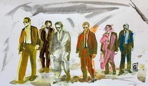 ORIGINAL Reservior Dogs Impasto & Ink Pop Movie Art Tarantino Painting 11x17" - Picture 1 of 2