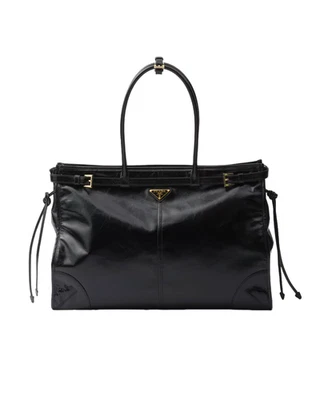 PRADA Bonnie Extra Large $3650 Black Leather Top Handle Bag New & Authentic - Image 1 of 3