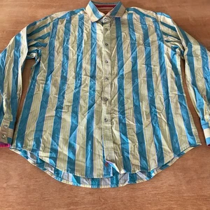 Robert Graham Shirt Men XL Wood Grain Striped Button Up Flip Cuff Long Sleeve - Picture 1 of 14