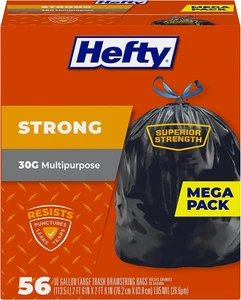 Bolsas de basura grandes fuertes y fuertes, 30 galones, 56 unidades - Imagen 1 de 6