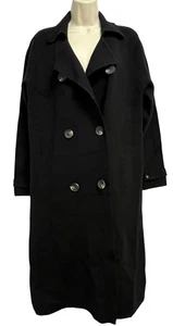 Jolie Coat Womens Medium Black Double Breasted Long Button Front Cashmere Blend - Picture 1 of 8