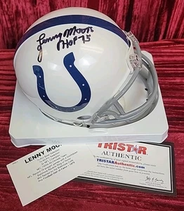 LENNY MOORE HOF 75 COLTS COA TRISTAR AUTO Signed AUTOGRAPH Mini Helmet - Picture 1 of 9