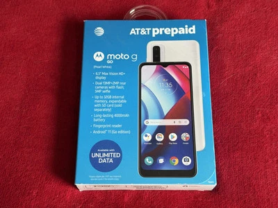 NEW AT&T PREPAID Motorola Moto G Go XT2163-7 32GB 13MP 4G LTE Smart Cell Phone - Image 1 of 4