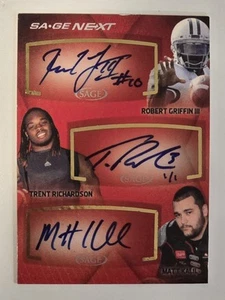 2012 SAGE Next Triple Auto 1/1 Robert Griffin Trent Richardson Matt Kalil #TA-1 - Picture 1 of 10